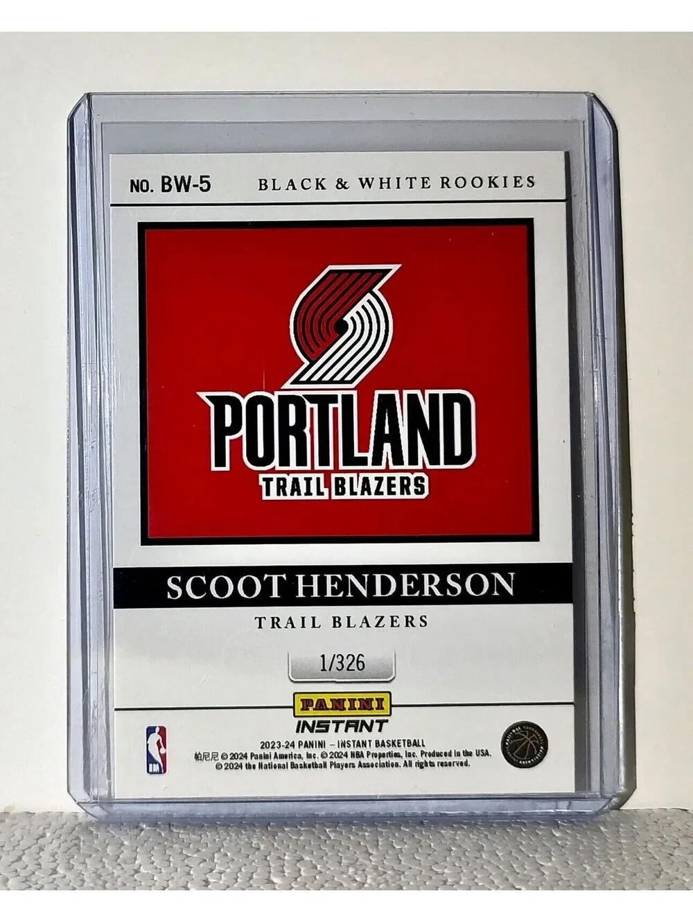 Scoot Henderson 2023-24 Panini NBA #5 Black and White Rookies Card 1/326